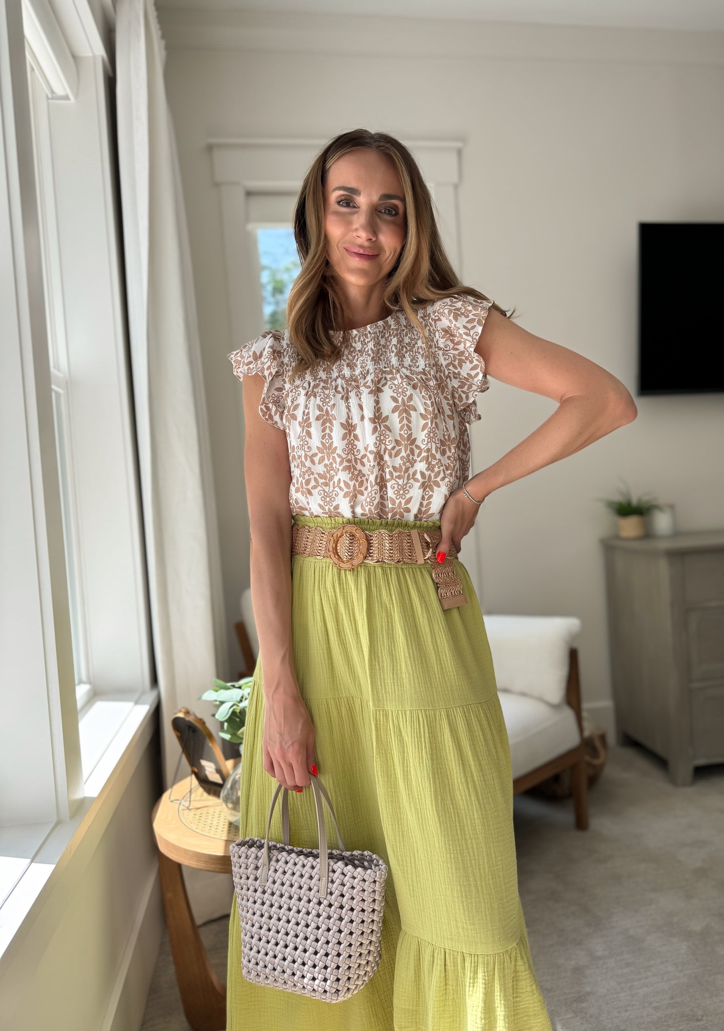 Gretchen Printed Smocked Yoke Top *final sale*