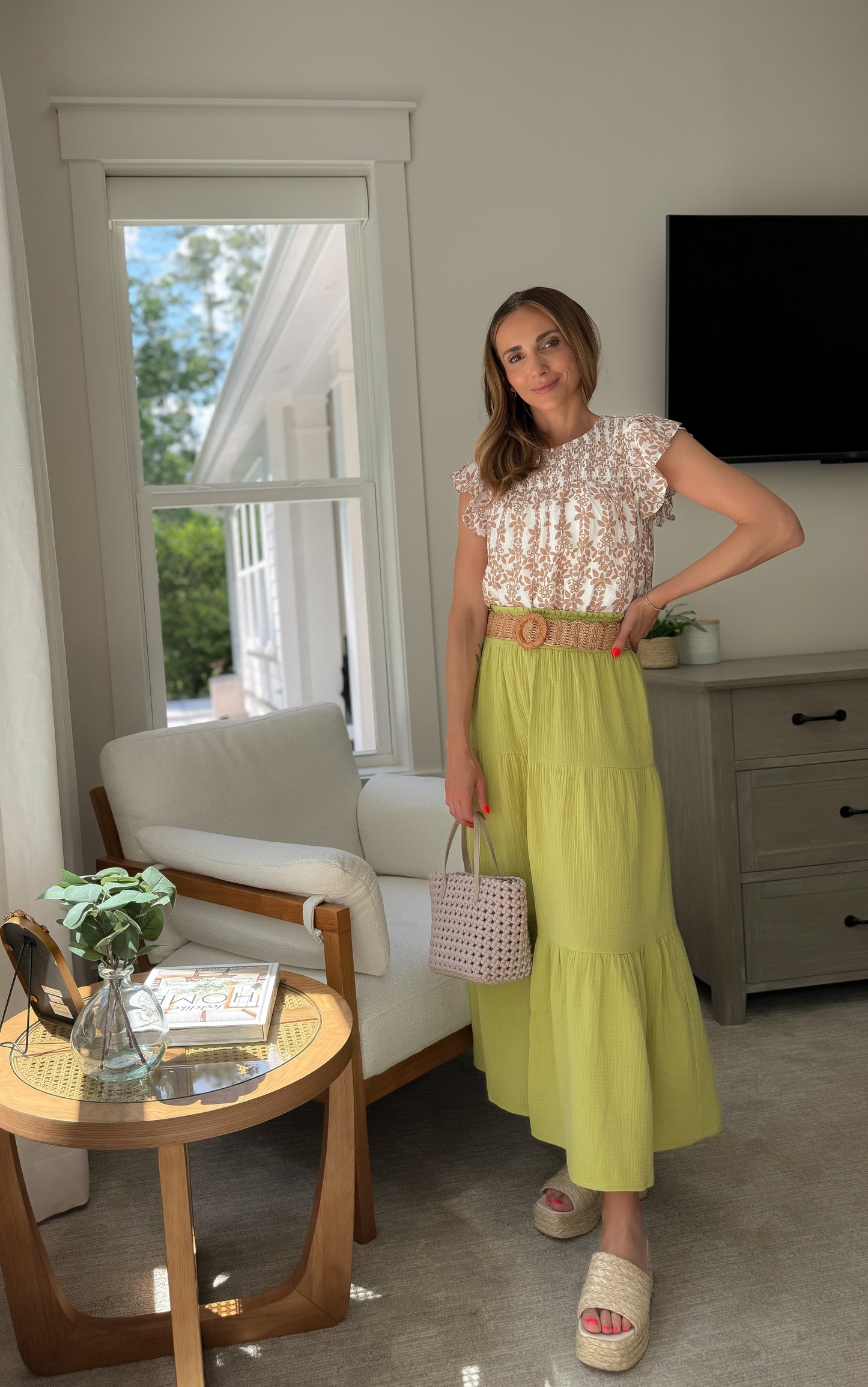 Gretchen Printed Smocked Yoke Top *final sale*