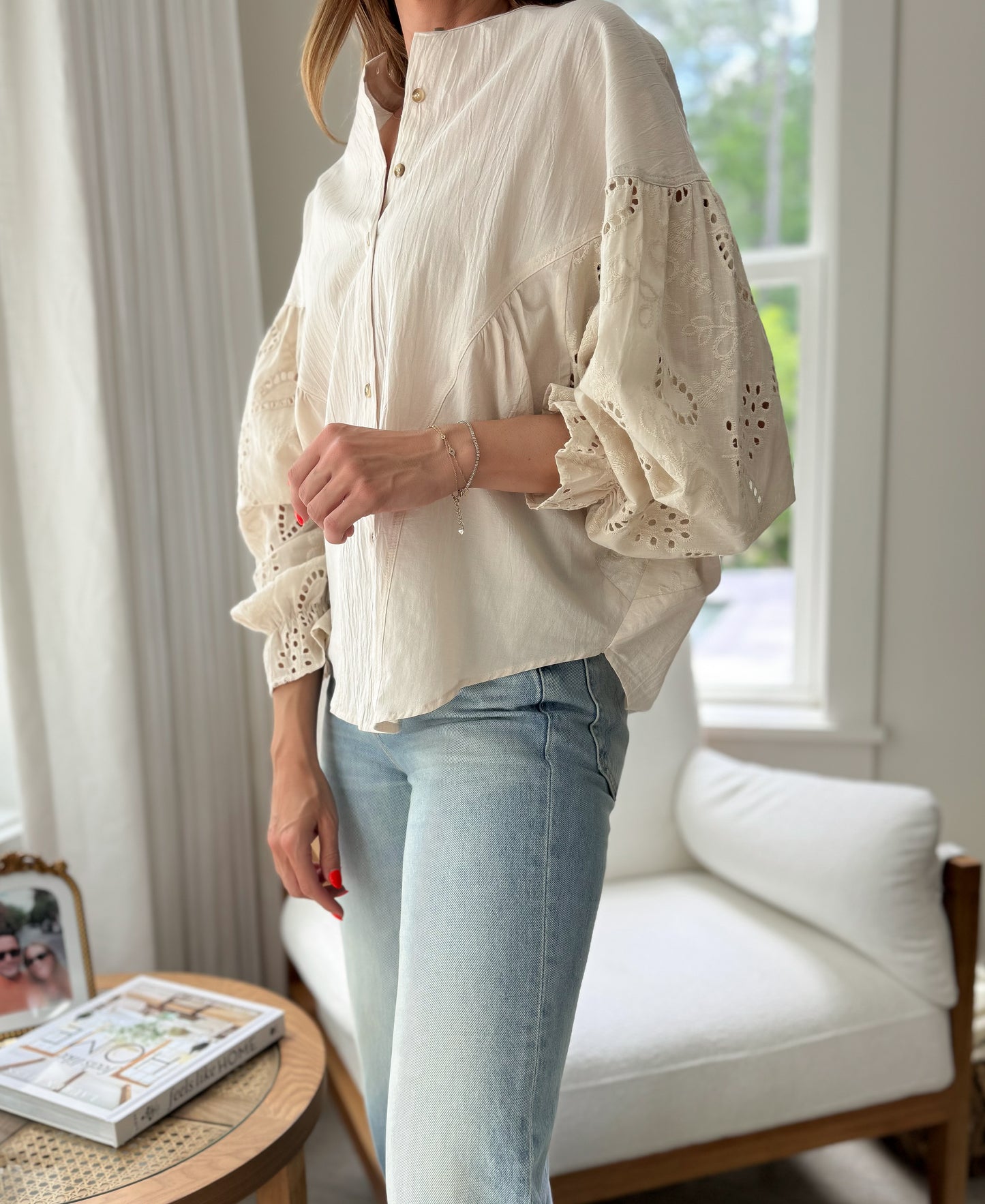 Cathy Embroidered Round Top