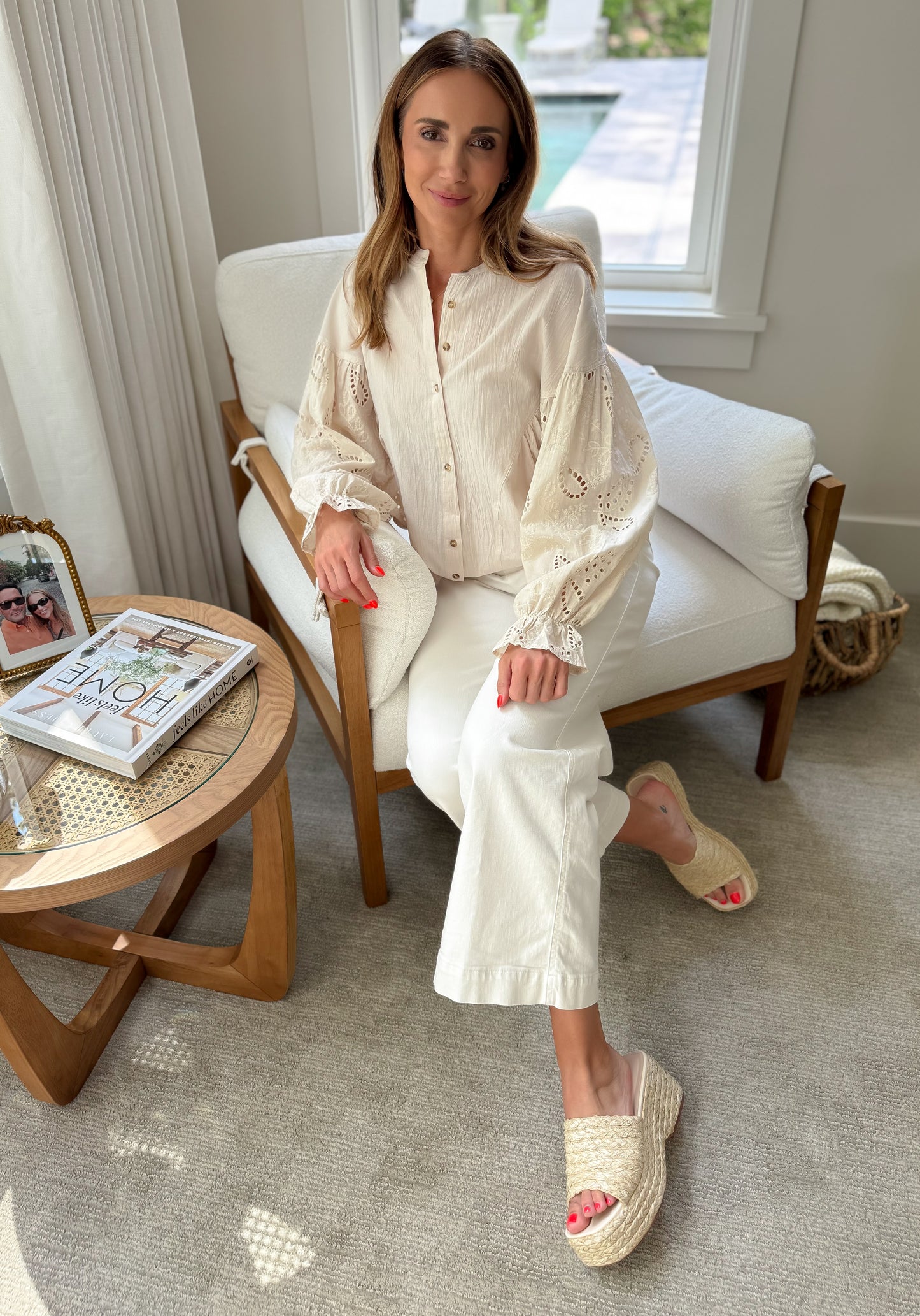 Cathy Embroidered Round Top