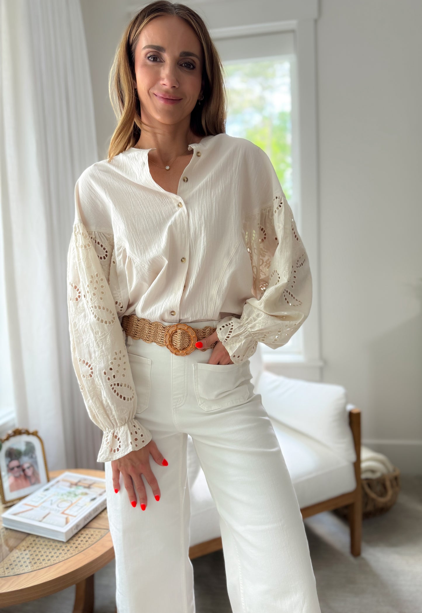 Cathy Embroidered Round Top