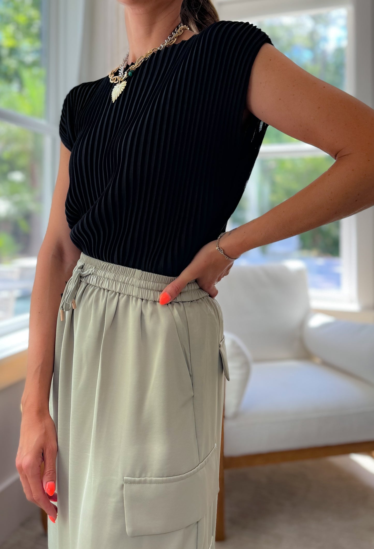 Nell Pleated Boatneck Blouse