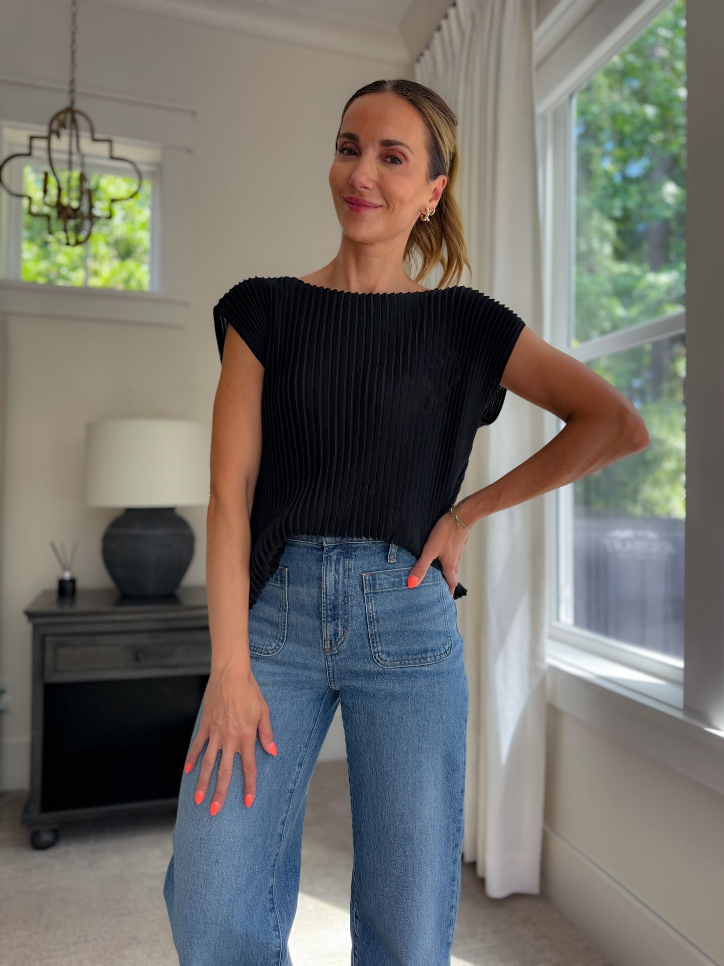 Nell Pleated Boatneck Blouse