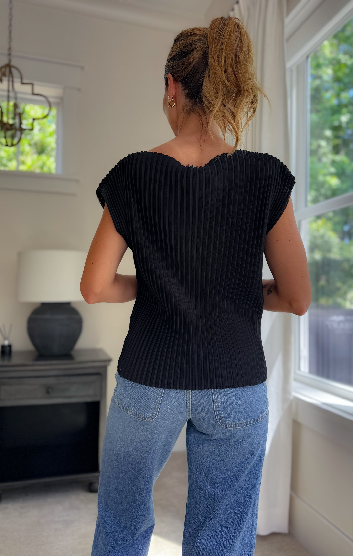 Nell Pleated Boatneck Blouse