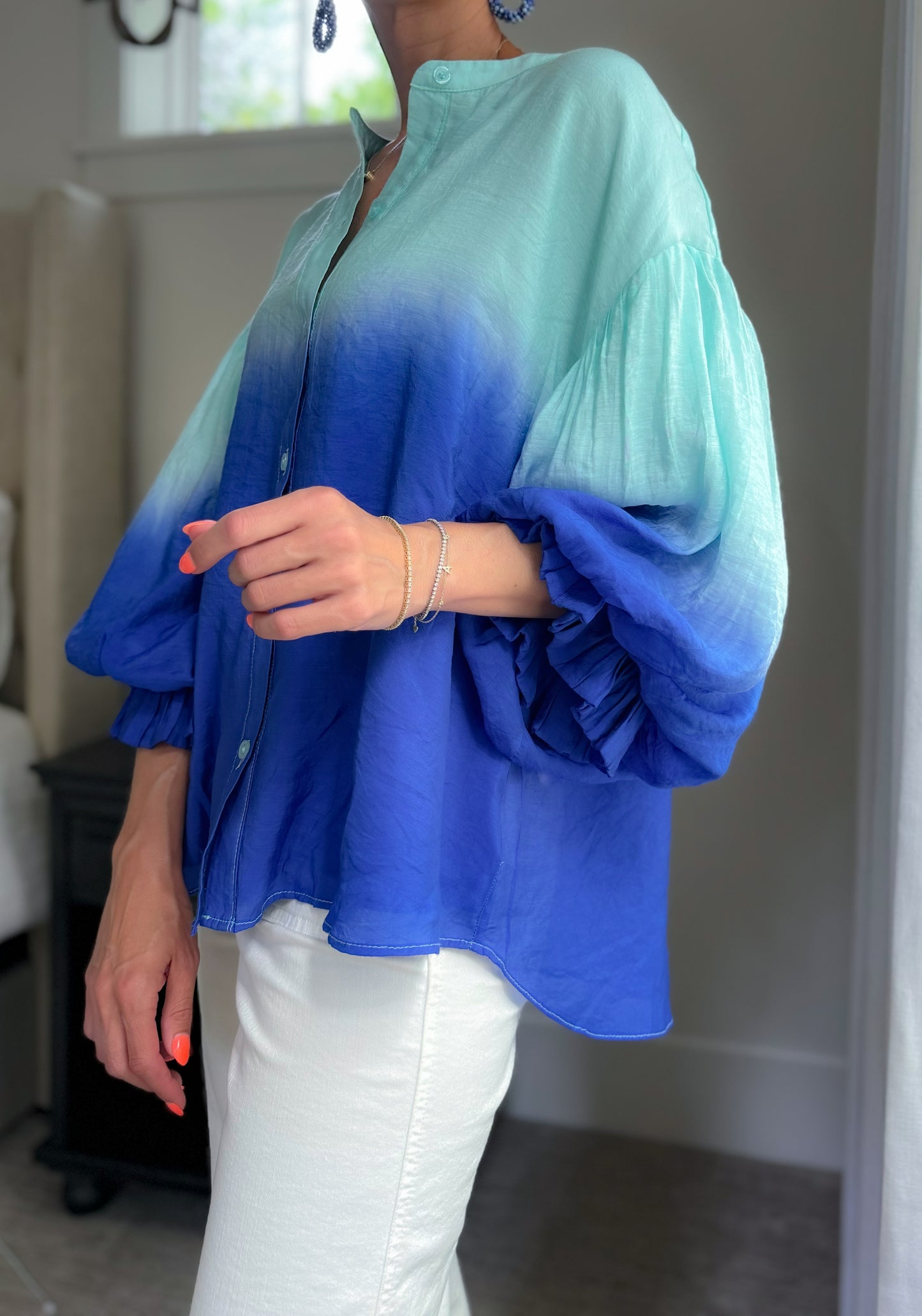 Madison Blouse BLUE / MINT