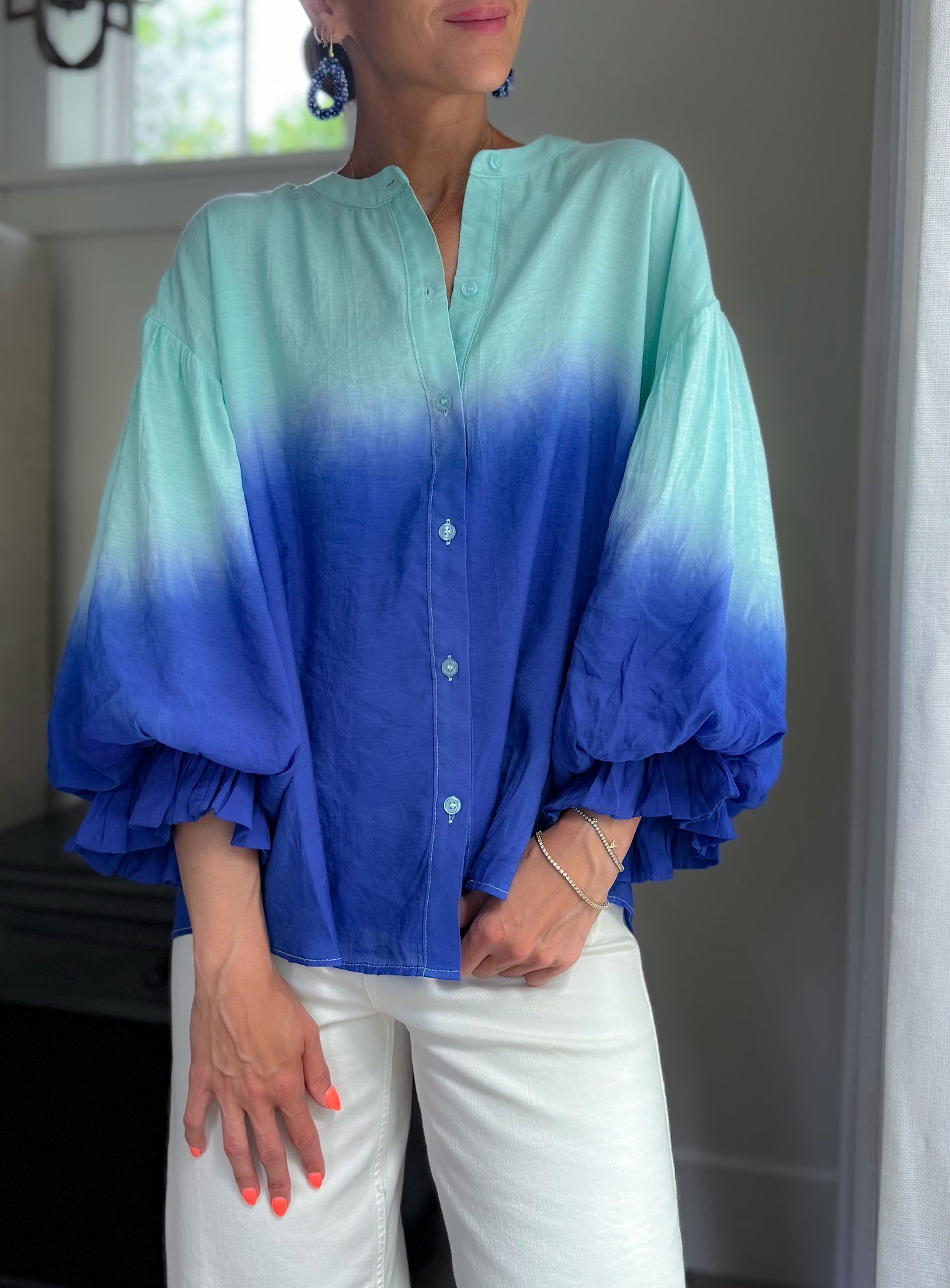 Madison Blouse BLUE / MINT
