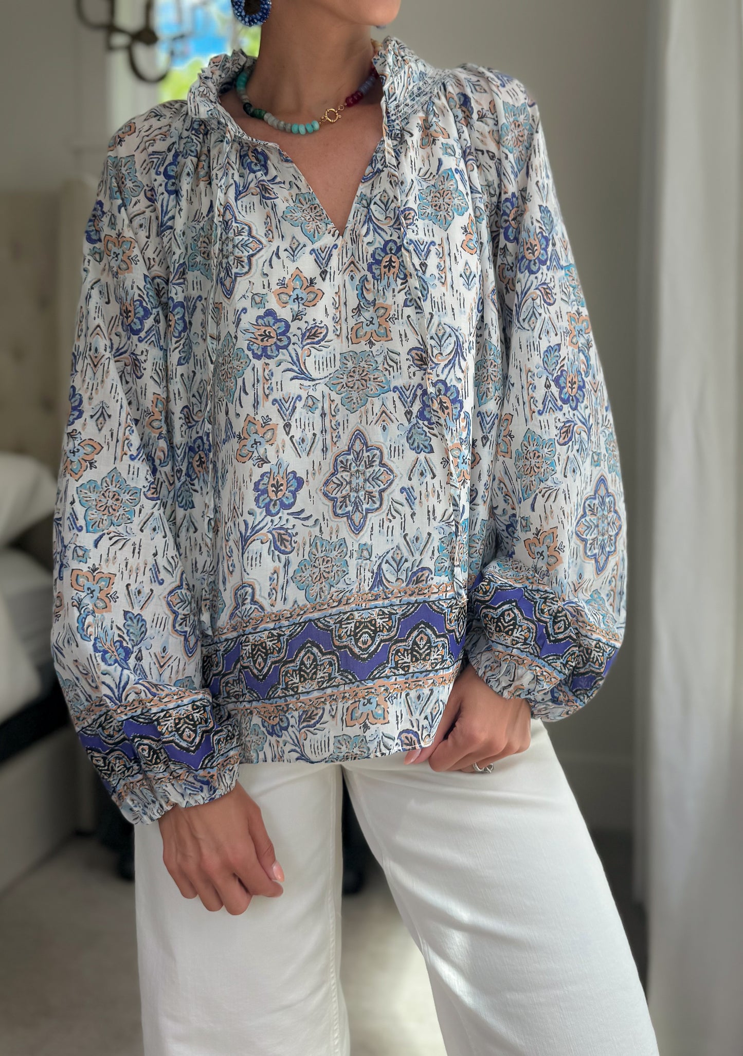 Gianna Border Print Blouse