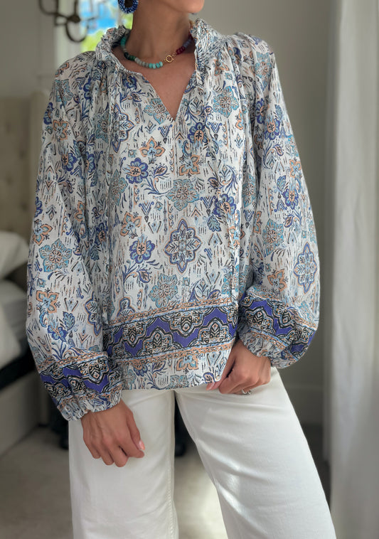 Gianna Border Print Blouse