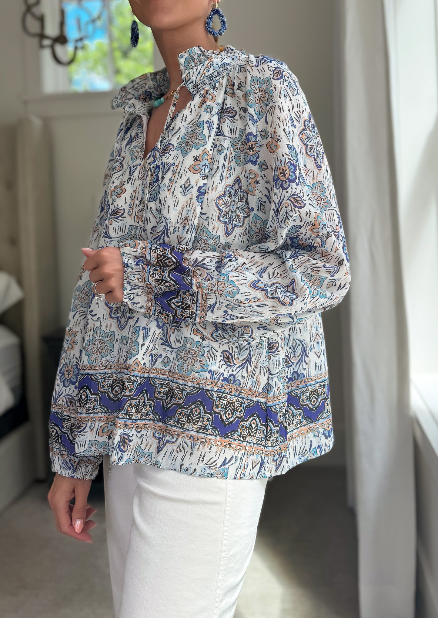 Gianna Border Print Blouse
