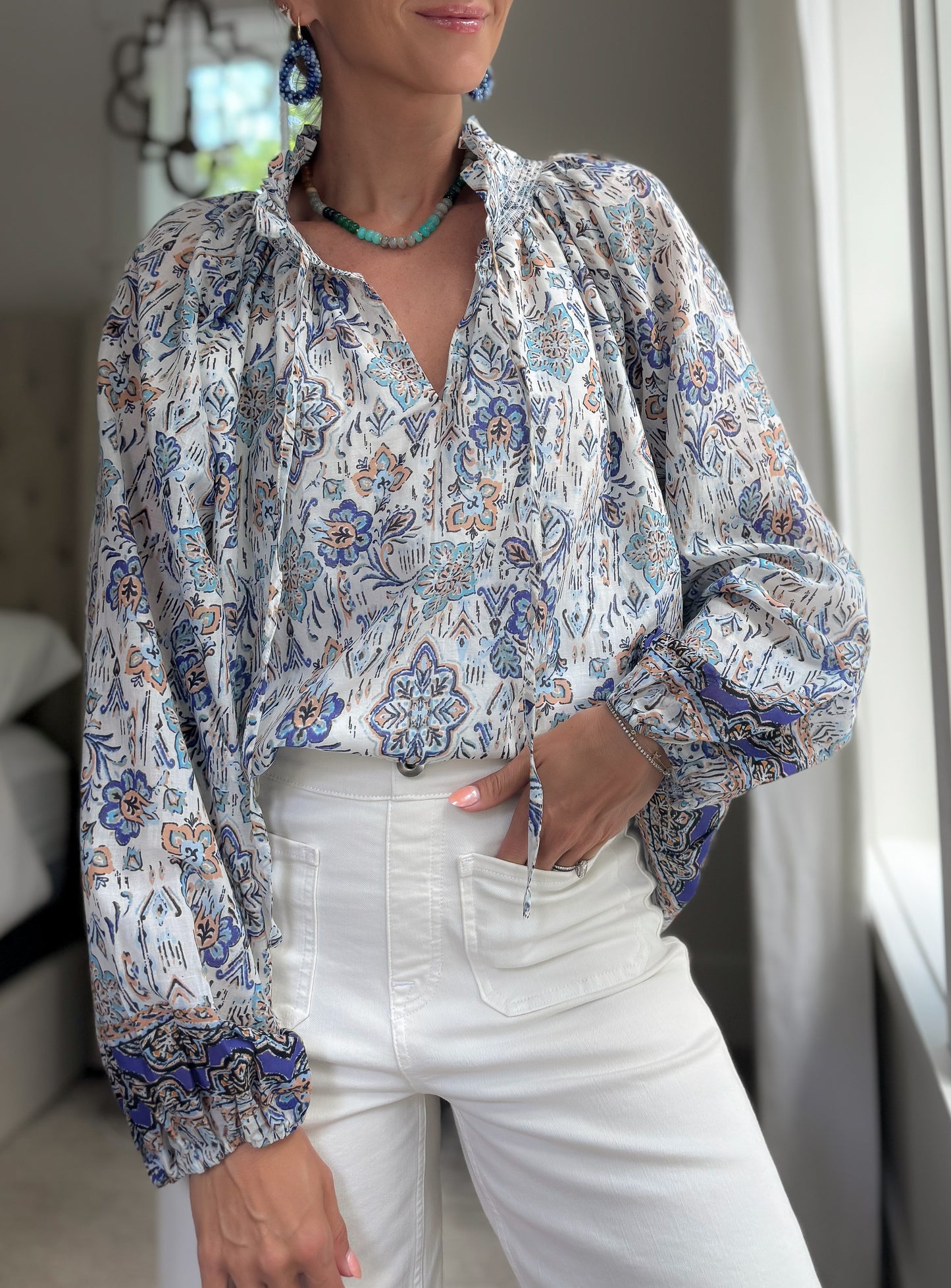Gianna Border Print Blouse