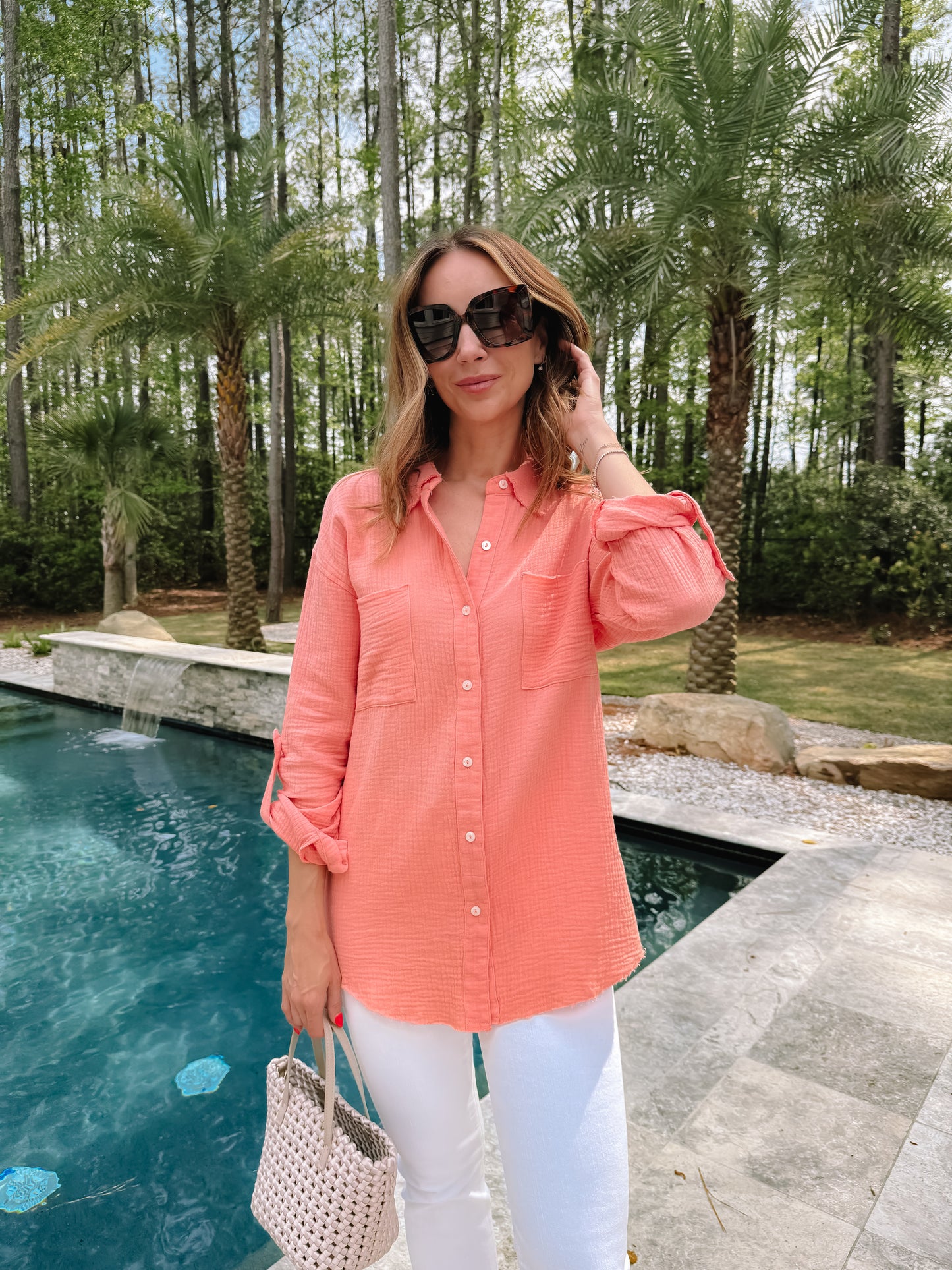 Jane Fringe Hem Button Down Shirt * FINAL SALE*