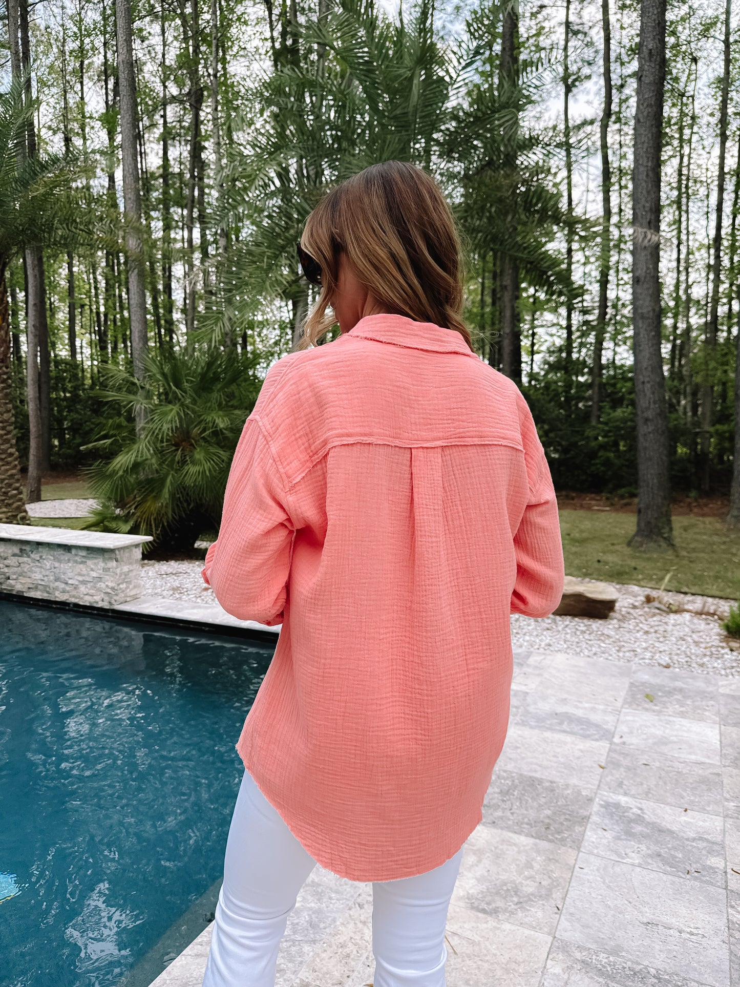 Jane Fringe Hem Button Down Shirt * FINAL SALE*