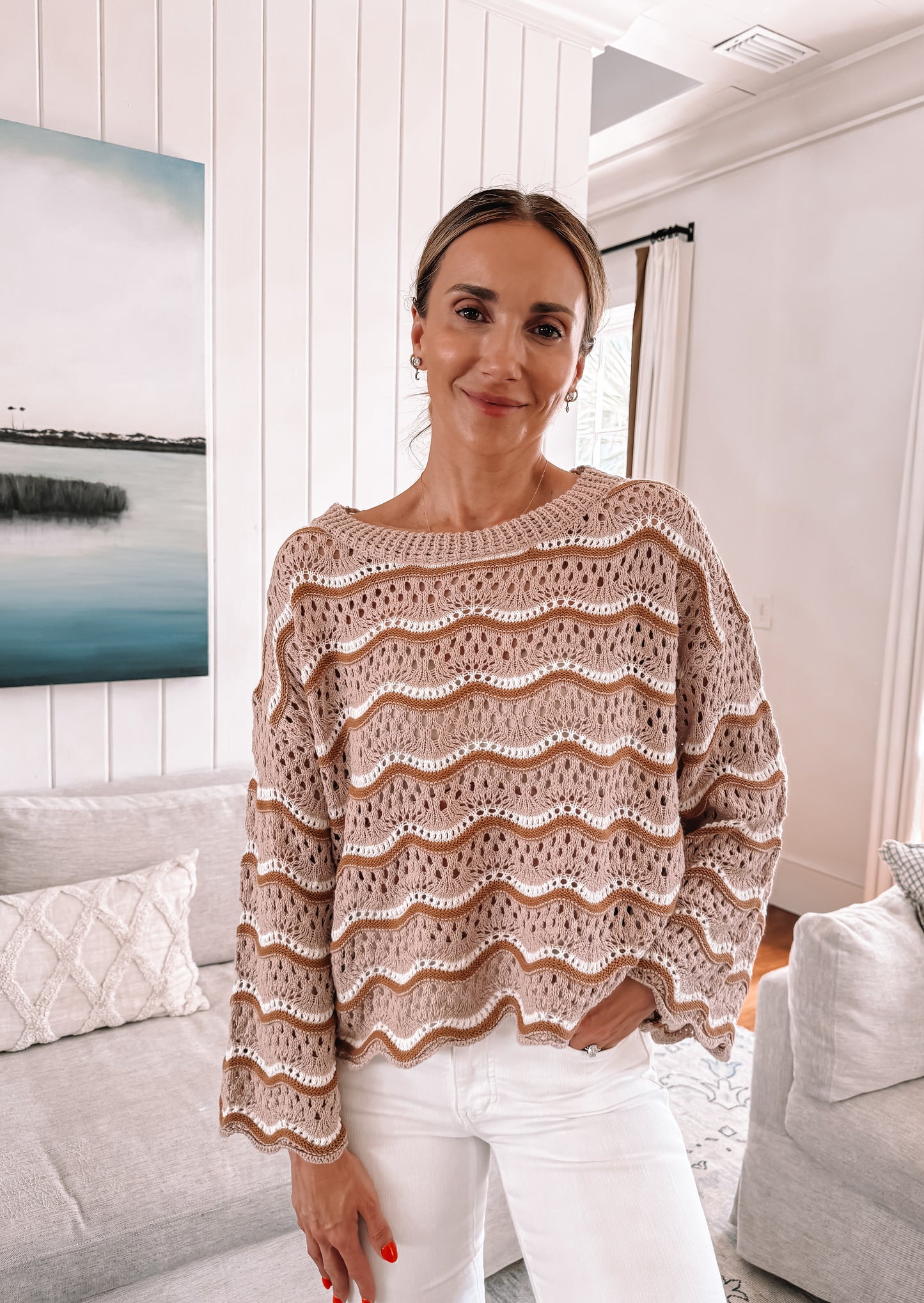 Selena Wavy Detail Crochet Sweater