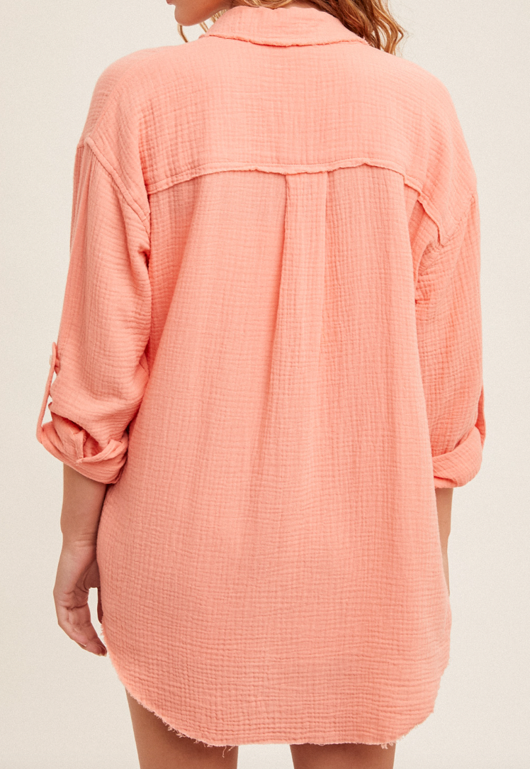 Jane Fringe Hem Button Down Shirt * FINAL SALE*