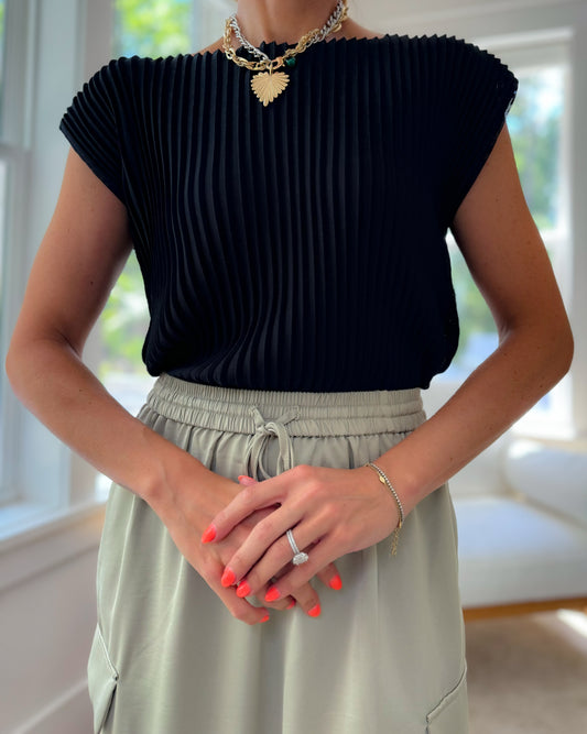Nell Pleated Boatneck Blouse