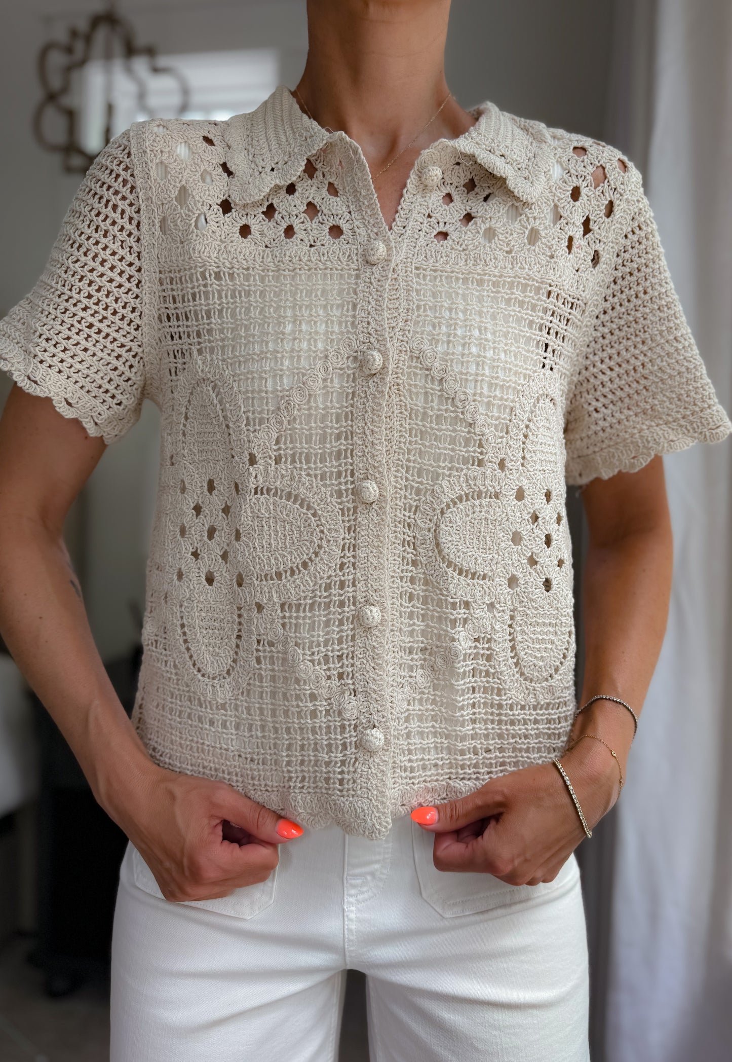 Ashlee Crochet Button Down