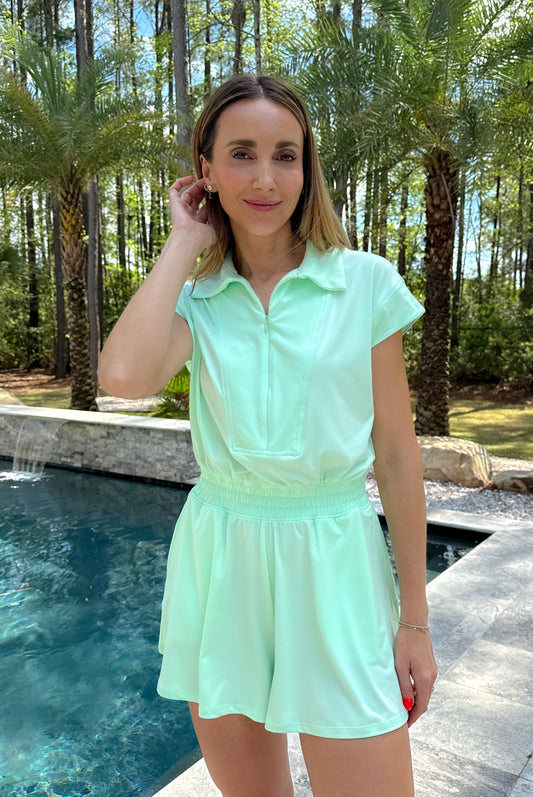 Butter Short Sleeve Quarter Zip Romper *FINAL SALE*